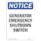 Signmission OSHA Notice, 7" Height, Generator Emergency Shutdown Switch Sign, 7" X 5", Portrait OS-NS-D-57-V-13097 - alternate 1